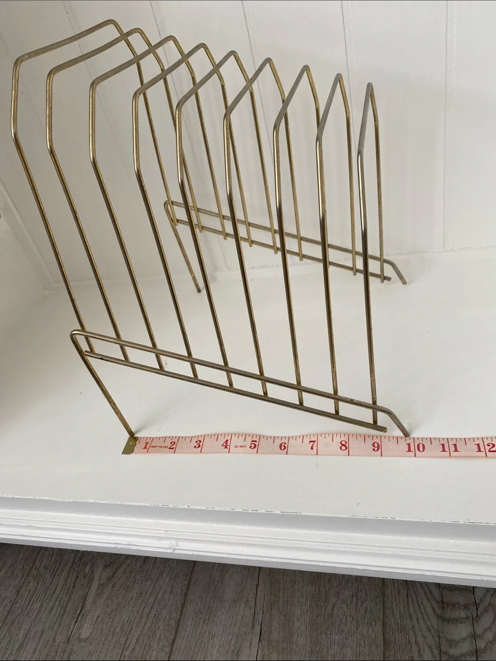 Vintage Midcentury Gold tone Brass Record Rack